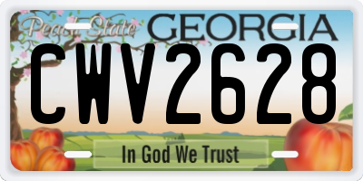 GA license plate CWV2628