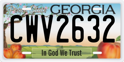 GA license plate CWV2632