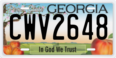 GA license plate CWV2648