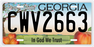 GA license plate CWV2663