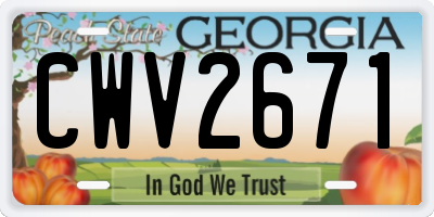 GA license plate CWV2671