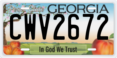 GA license plate CWV2672