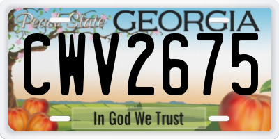 GA license plate CWV2675