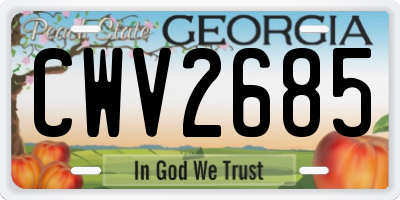 GA license plate CWV2685