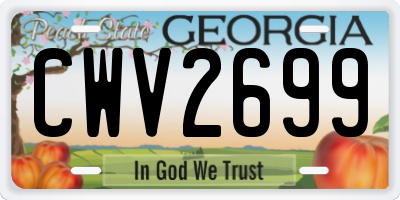 GA license plate CWV2699