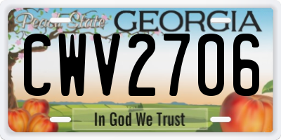 GA license plate CWV2706