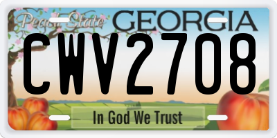 GA license plate CWV2708