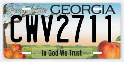 GA license plate CWV2711