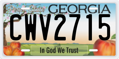 GA license plate CWV2715