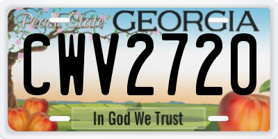 GA license plate CWV2720