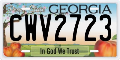 GA license plate CWV2723