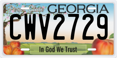 GA license plate CWV2729