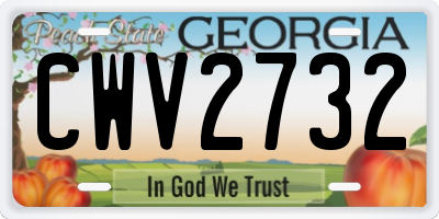GA license plate CWV2732