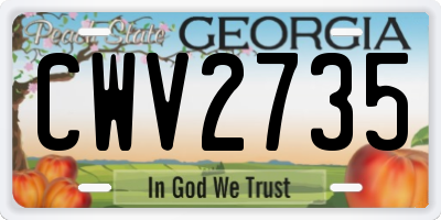 GA license plate CWV2735