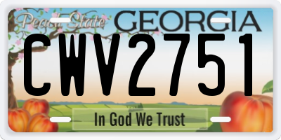 GA license plate CWV2751