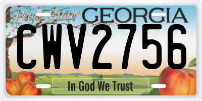 GA license plate CWV2756