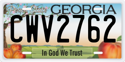 GA license plate CWV2762