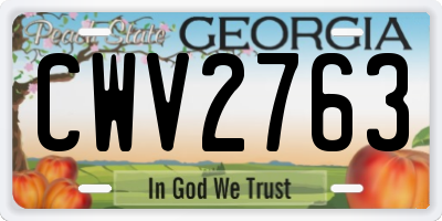 GA license plate CWV2763