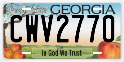 GA license plate CWV2770