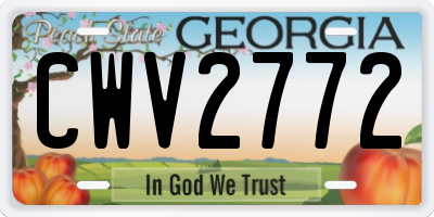 GA license plate CWV2772