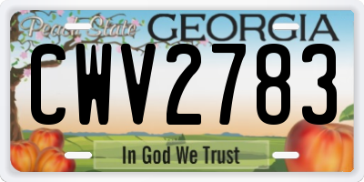GA license plate CWV2783