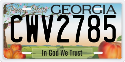 GA license plate CWV2785
