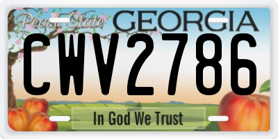 GA license plate CWV2786