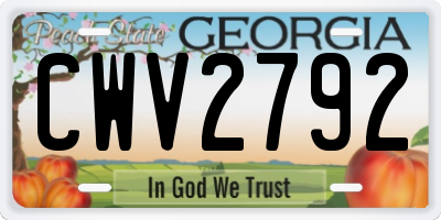 GA license plate CWV2792