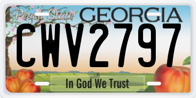 GA license plate CWV2797