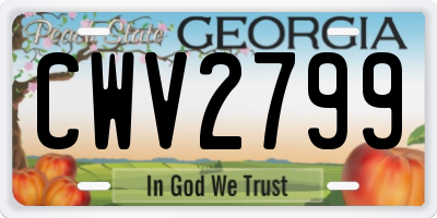 GA license plate CWV2799