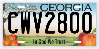 GA license plate CWV2800