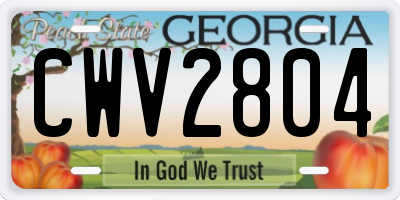 GA license plate CWV2804