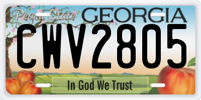 GA license plate CWV2805