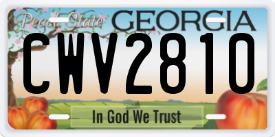 GA license plate CWV2810