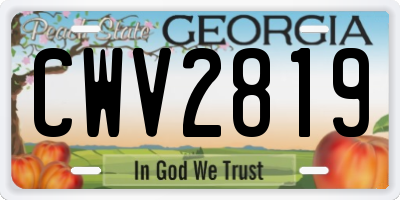 GA license plate CWV2819