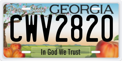 GA license plate CWV2820