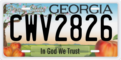 GA license plate CWV2826