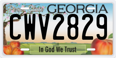 GA license plate CWV2829