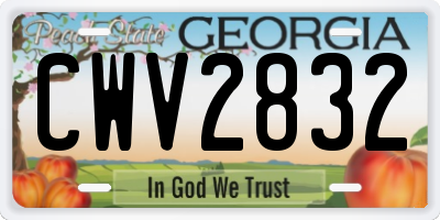 GA license plate CWV2832