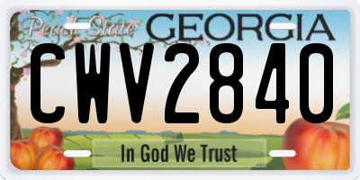 GA license plate CWV2840