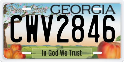 GA license plate CWV2846