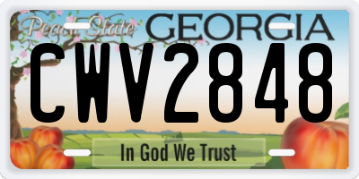 GA license plate CWV2848