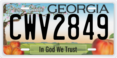 GA license plate CWV2849