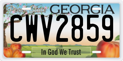 GA license plate CWV2859