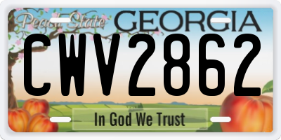 GA license plate CWV2862