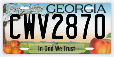 GA license plate CWV2870