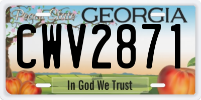 GA license plate CWV2871