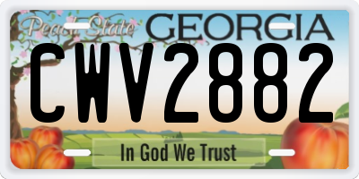 GA license plate CWV2882