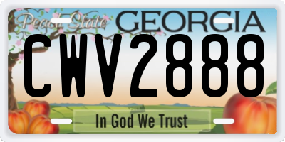 GA license plate CWV2888