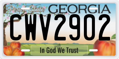 GA license plate CWV2902